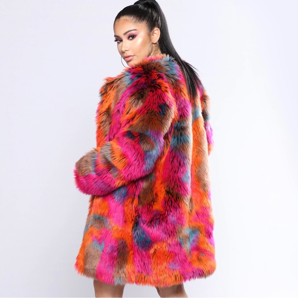 Multi-color Faux Fur Coat